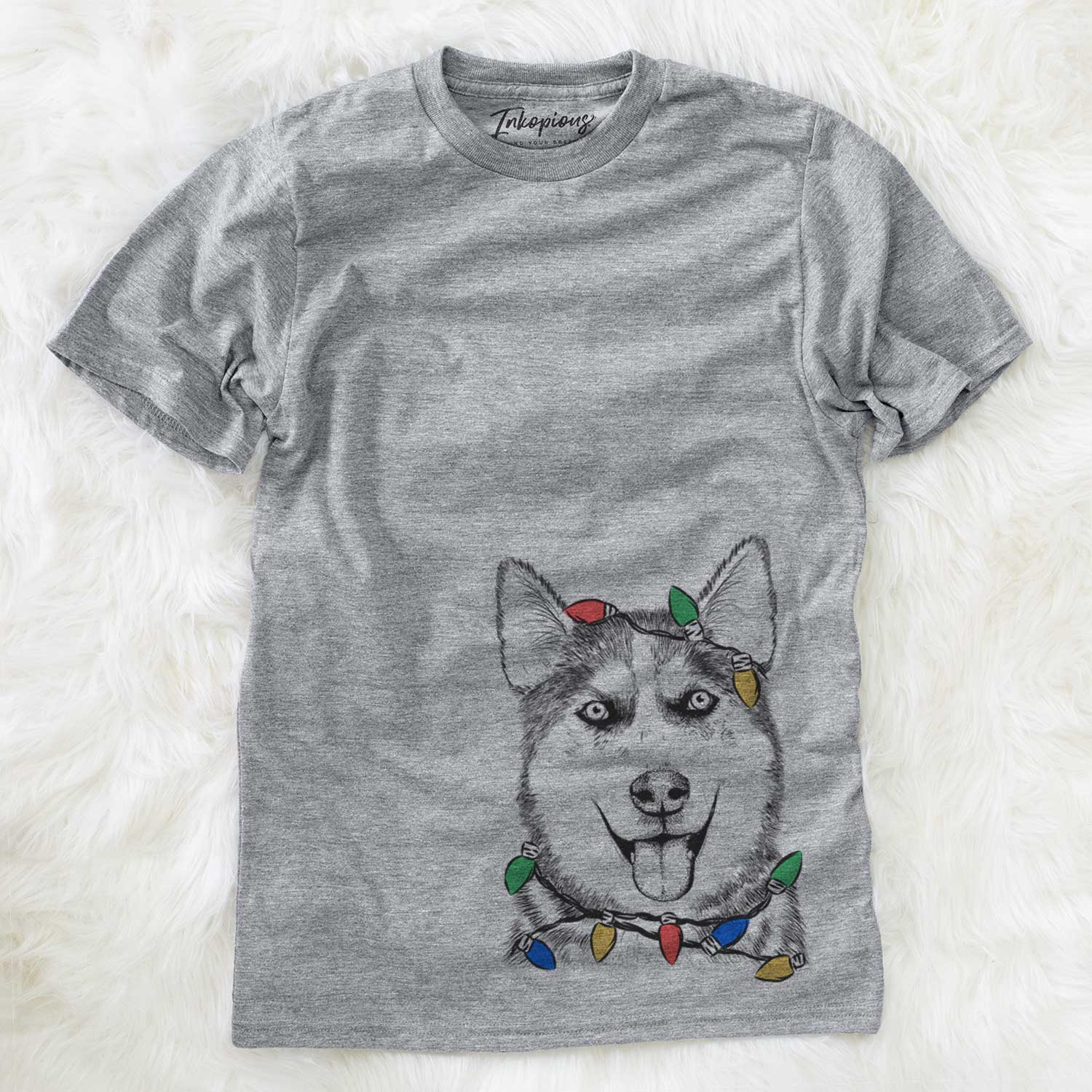 Christmas Lights Sesi the Siberian Husky - Unisex Crewneck