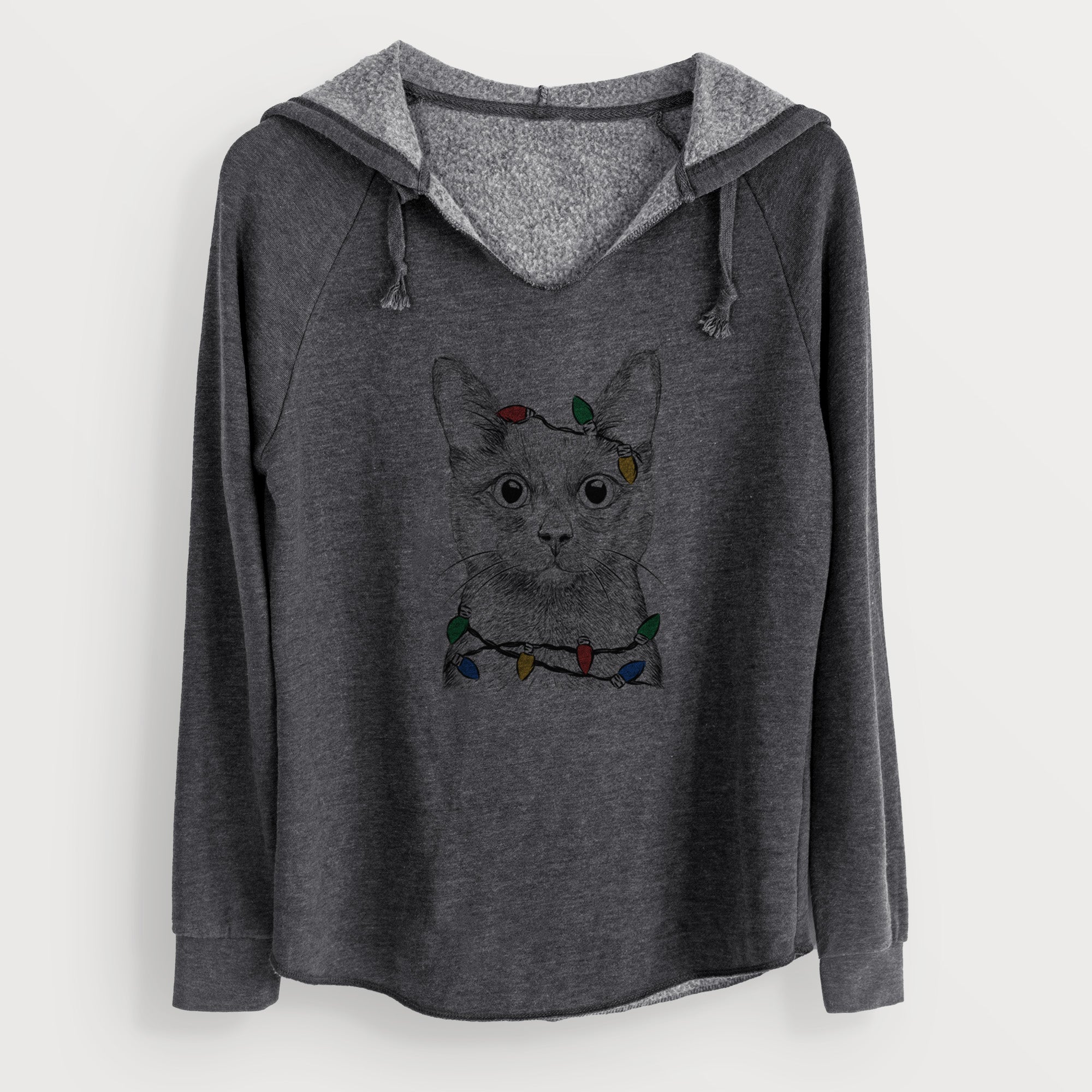 Christmas Lights Shadow the Black Cat - Cali Wave Hooded Sweatshirt