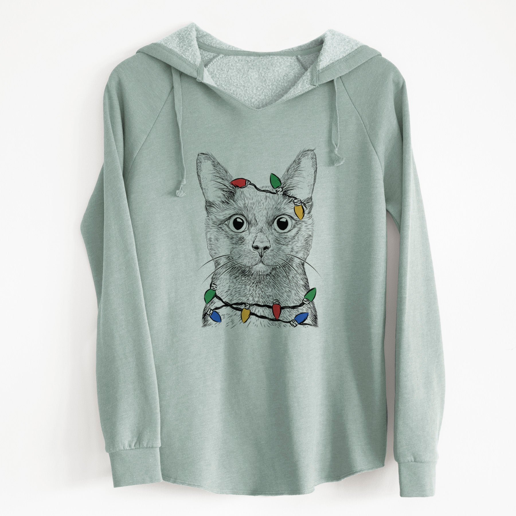 Christmas Lights Shadow the Black Cat - Cali Wave Hooded Sweatshirt