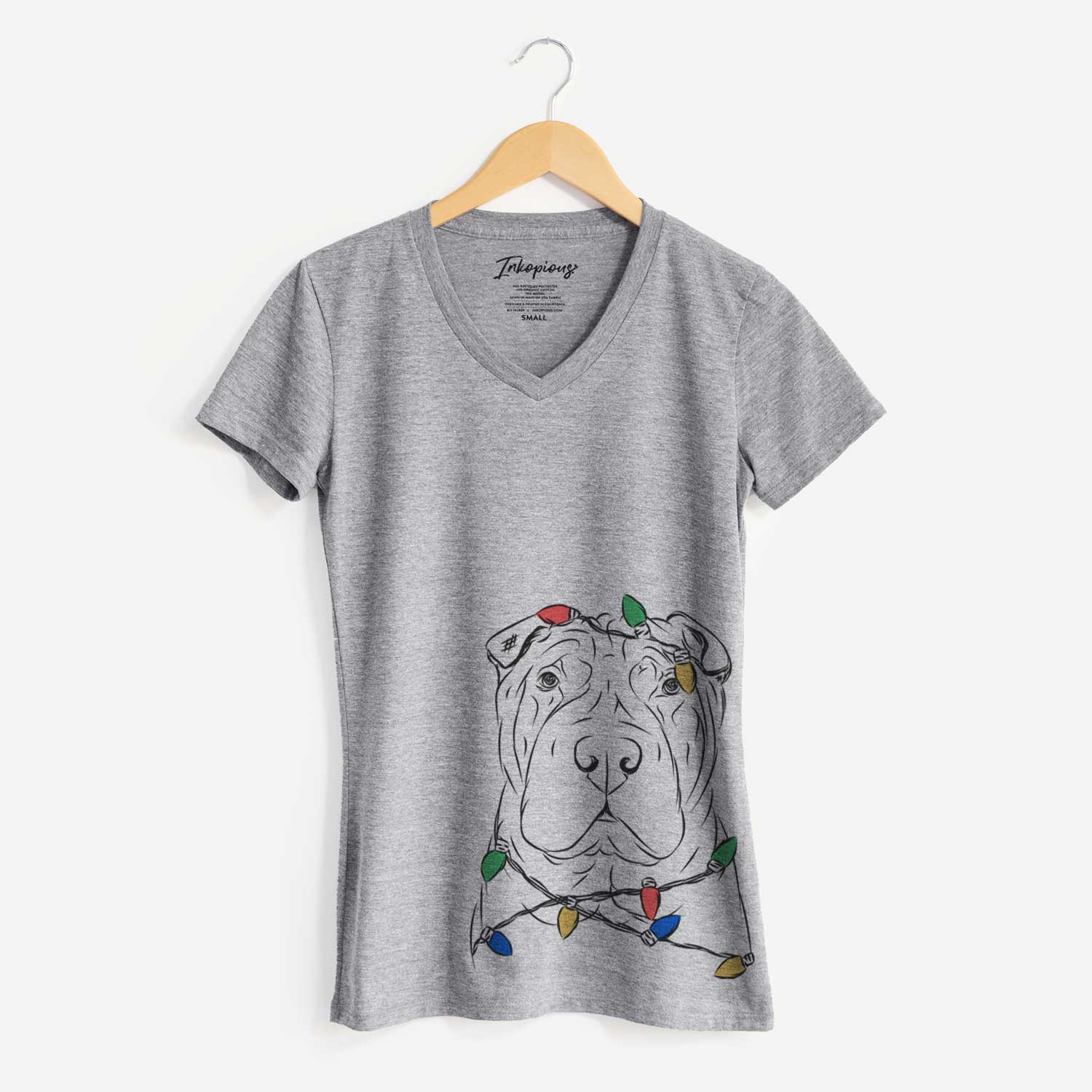 Christmas Lights Sharpy the Shar Pei - Women's V-neck Shirt