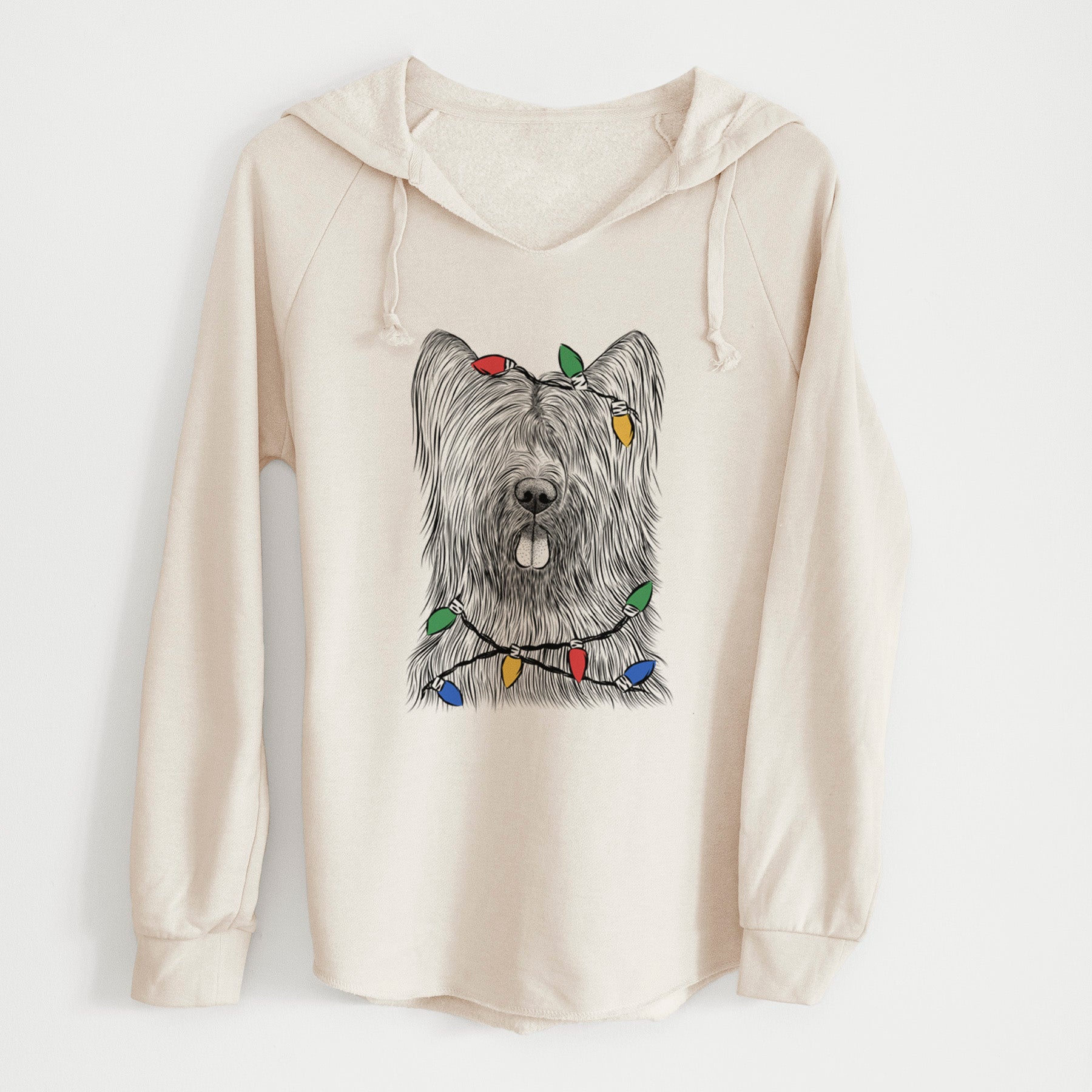 Christmas Lights Shay the Briard - Cali Wave Hooded Sweatshirt