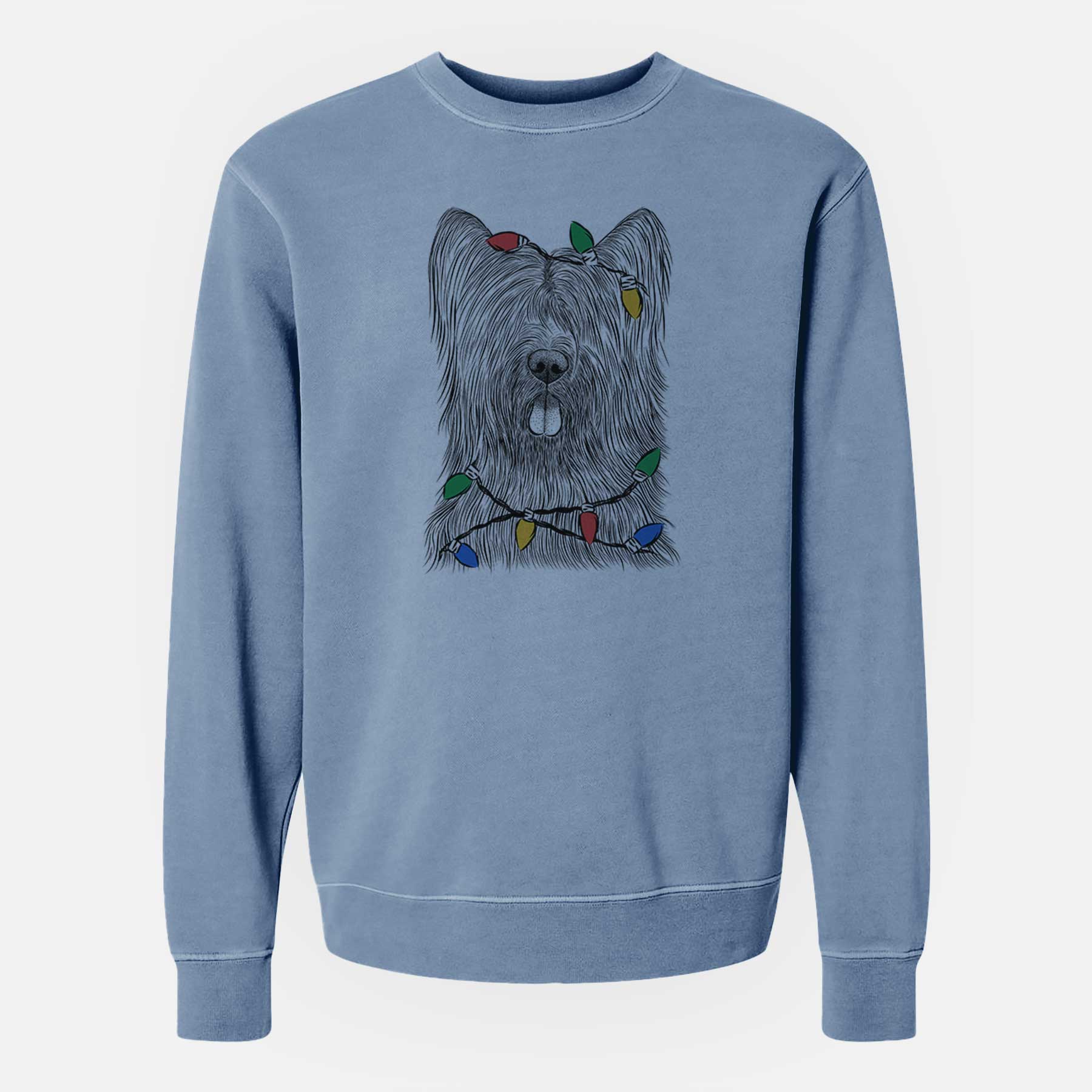 Christmas Lights Shay the Briard - Unisex Pigment Dyed Crew Sweatshirt