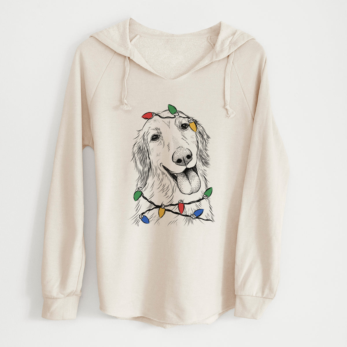 Christmas Lights Shelby the Golden Retriever - Cali Wave Hooded Sweatshirt