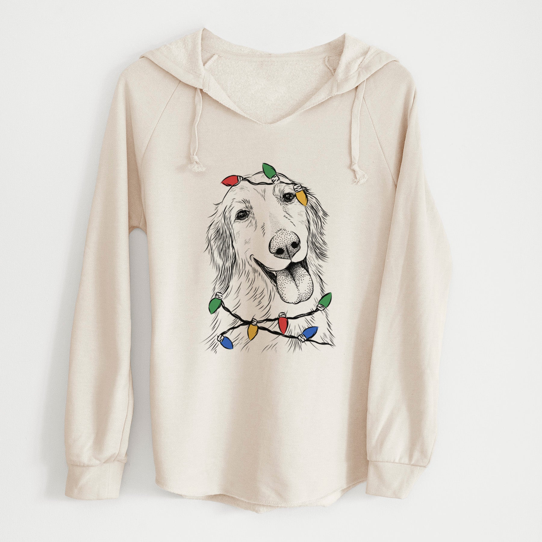 Christmas Lights Shelby the Golden Retriever - Cali Wave Hooded Sweatshirt
