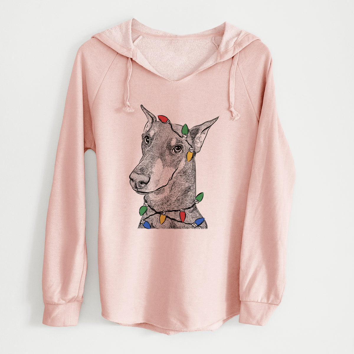 Christmas Lights Shelby the Doberman Pinscher - Cali Wave Hooded Sweatshirt