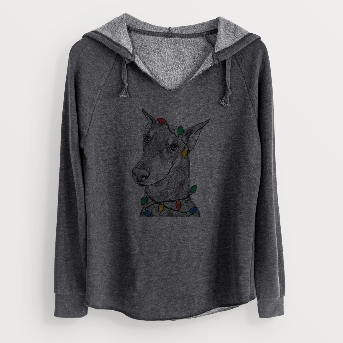 Christmas Lights Shelby the Doberman Pinscher - Cali Wave Hooded Sweatshirt