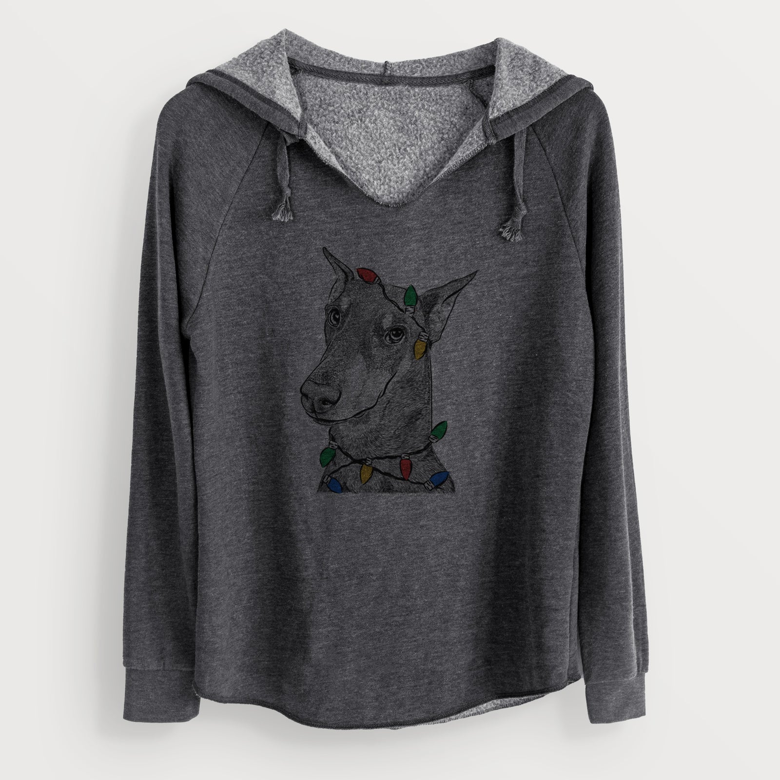 Christmas Lights Shelby the Doberman Pinscher - Cali Wave Hooded Sweatshirt