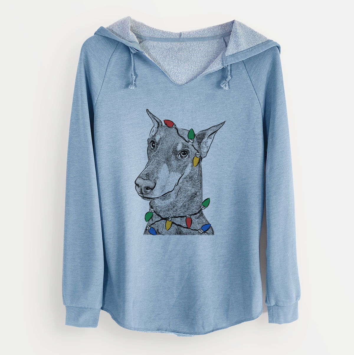 Christmas Lights Shelby the Doberman Pinscher - Cali Wave Hooded Sweatshirt