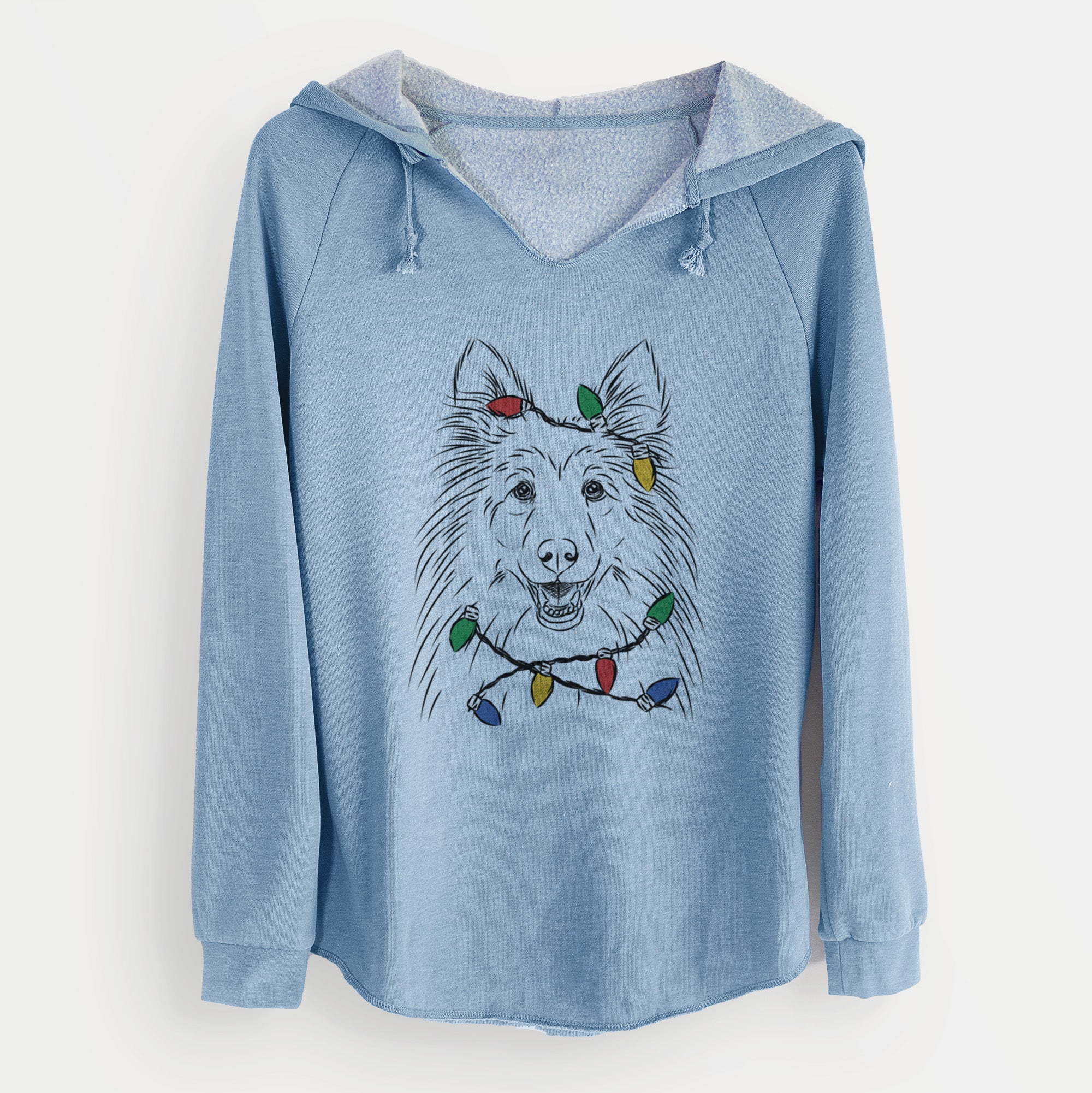 Christmas Lights Sheldon the Shetland Sheepdog - Cali Wave Hooded Sweatshirt