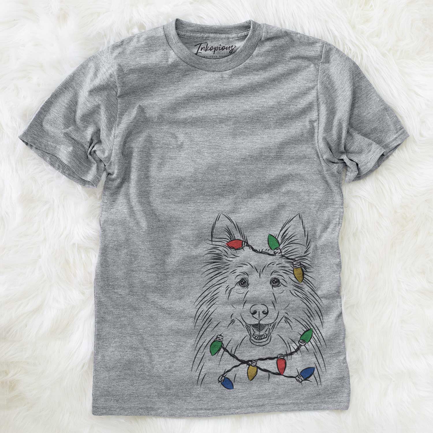 Christmas Lights Sheldon the Shetland Sheepdog - Unisex Crewneck