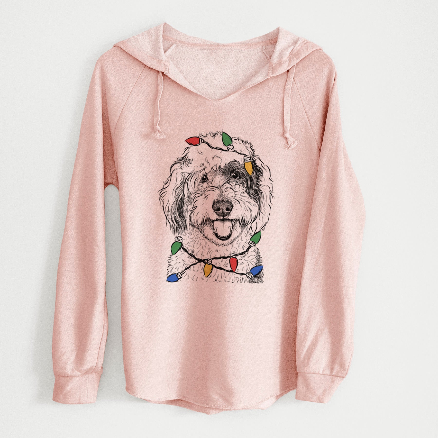 Christmas Lights Sherlock the Sheepadoodle - Cali Wave Hooded Sweatshirt