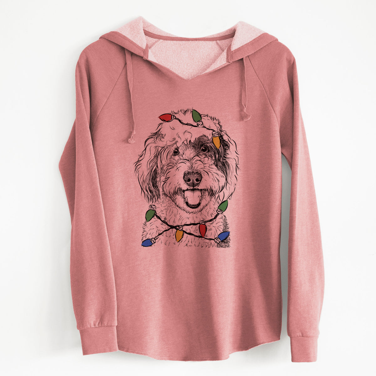 Christmas Lights Sherlock the Sheepadoodle - Cali Wave Hooded Sweatshirt