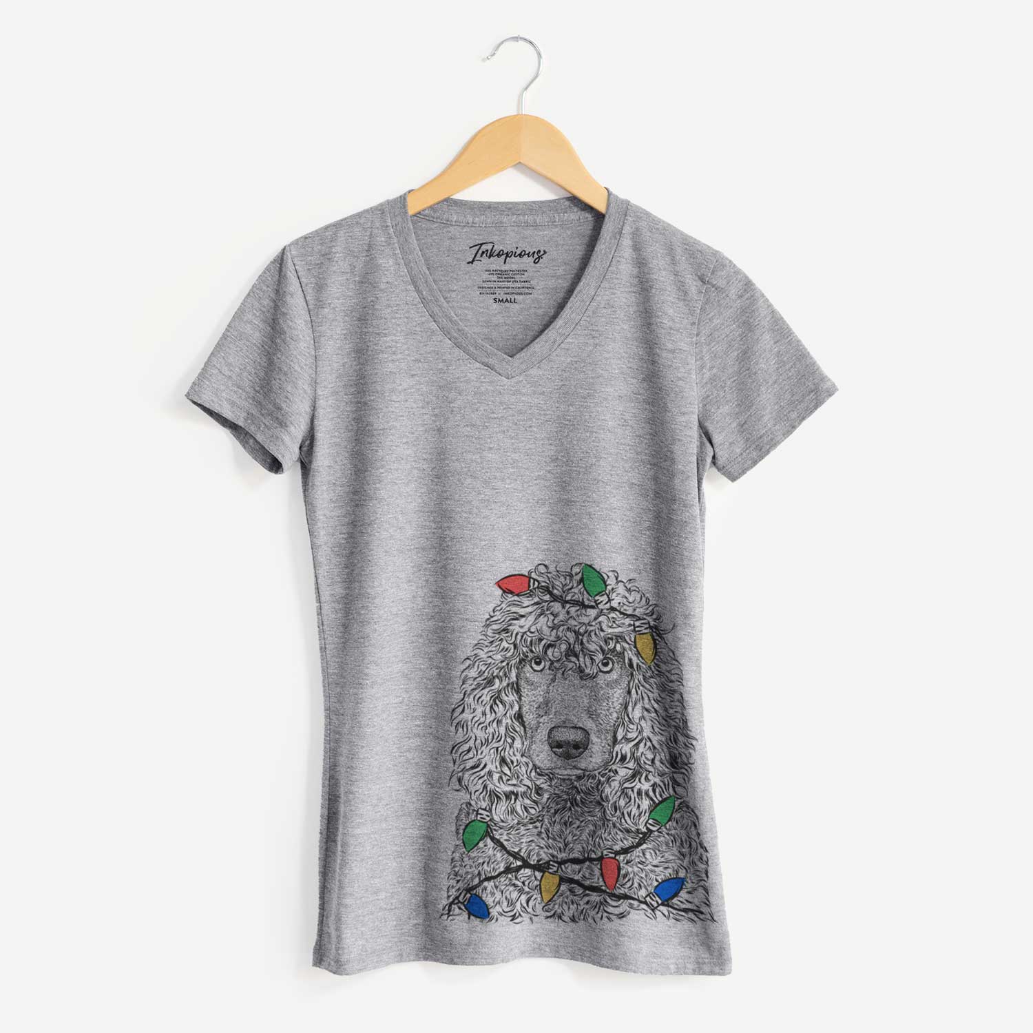 Christmas Lights Shilo the Irish Water Spaniel - Women's V-neck Shirt