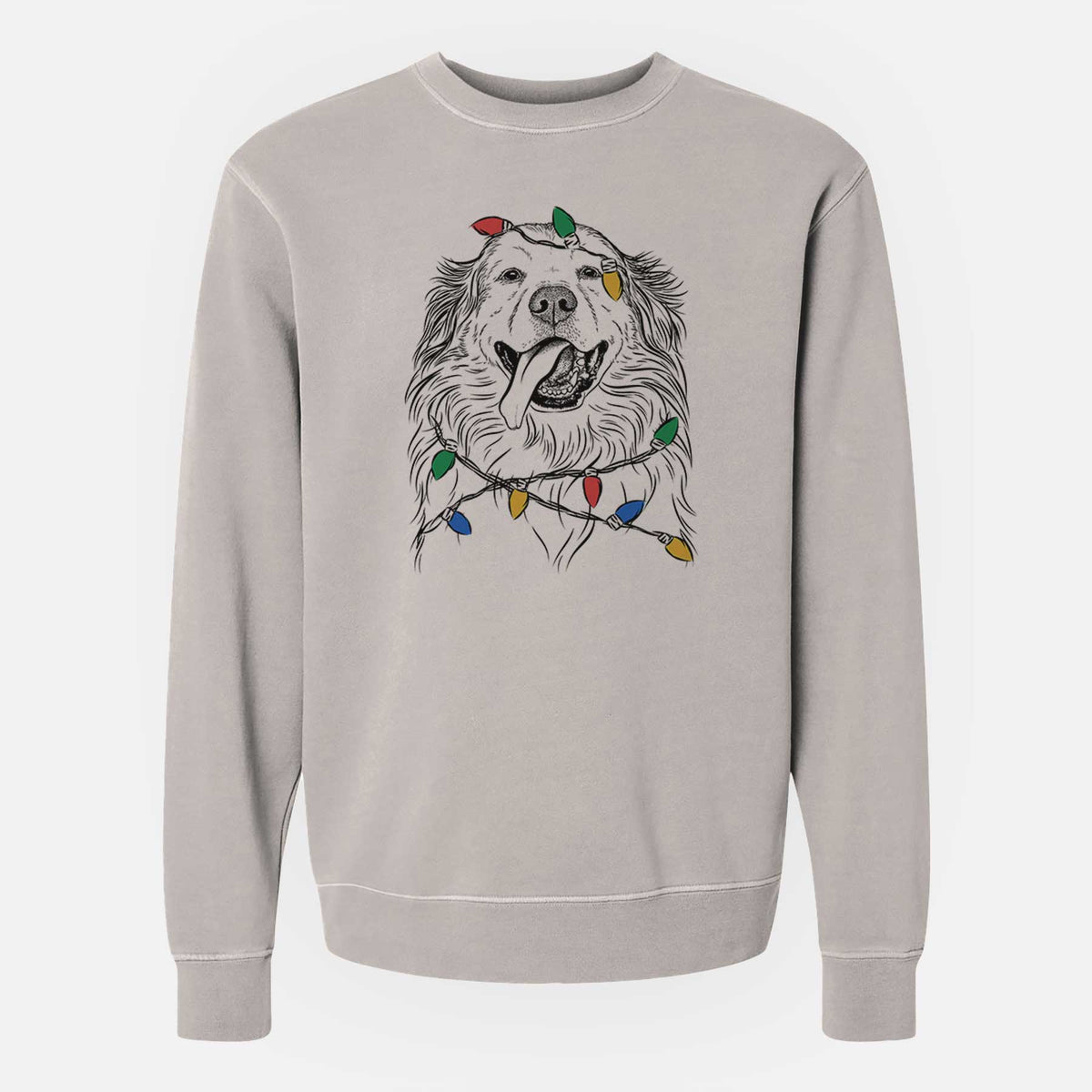 Christmas Lights Shooter the Golden Retriever - Unisex Pigment Dyed Crew Sweatshirt