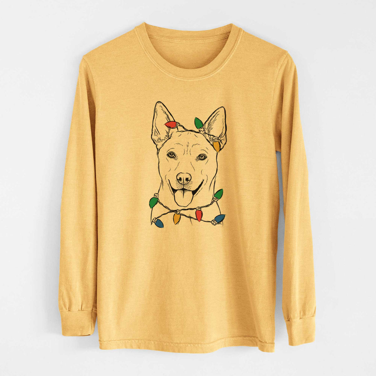 Christmas Lights Silly Lilly the Mixed Breed - Heavyweight 100% Cotton Long Sleeve