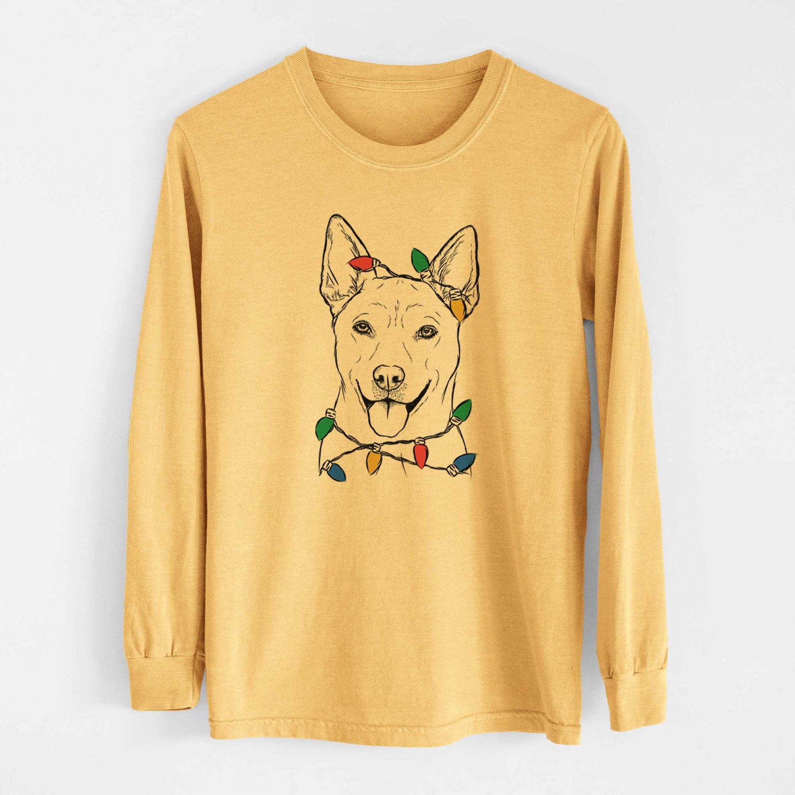 Christmas Lights Silly Lilly the Mixed Breed - Heavyweight 100% Cotton Long Sleeve