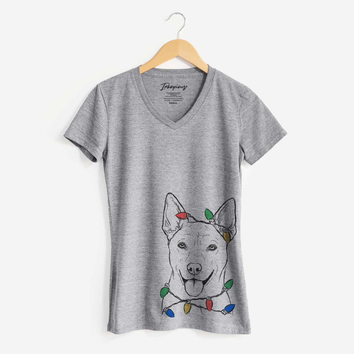 Christmas Lights Silly Lilly the Mixed Breed - Women's V-neck Shirt