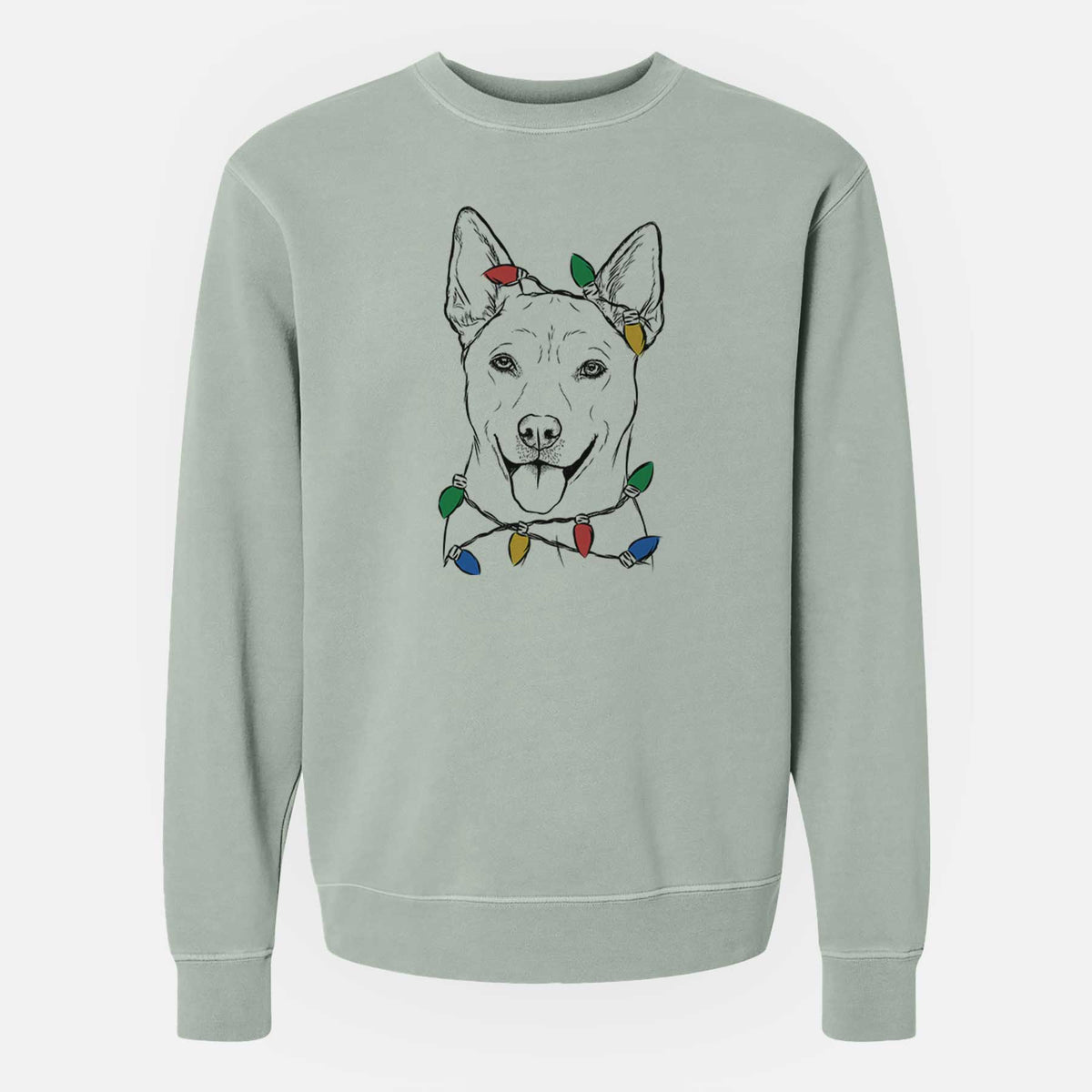 Christmas Lights Silly Lilly the Mixed Breed - Unisex Pigment Dyed Crew Sweatshirt