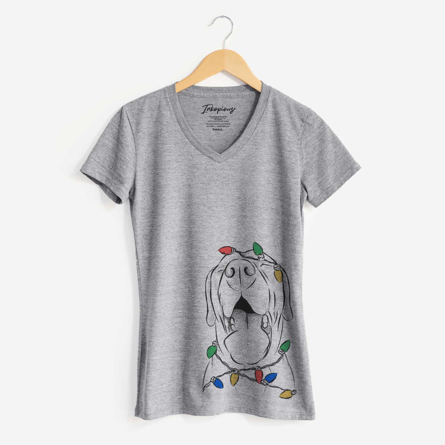 Christmas Lights Silly Lilly the Labrador Retriever - Women's V-neck Shirt