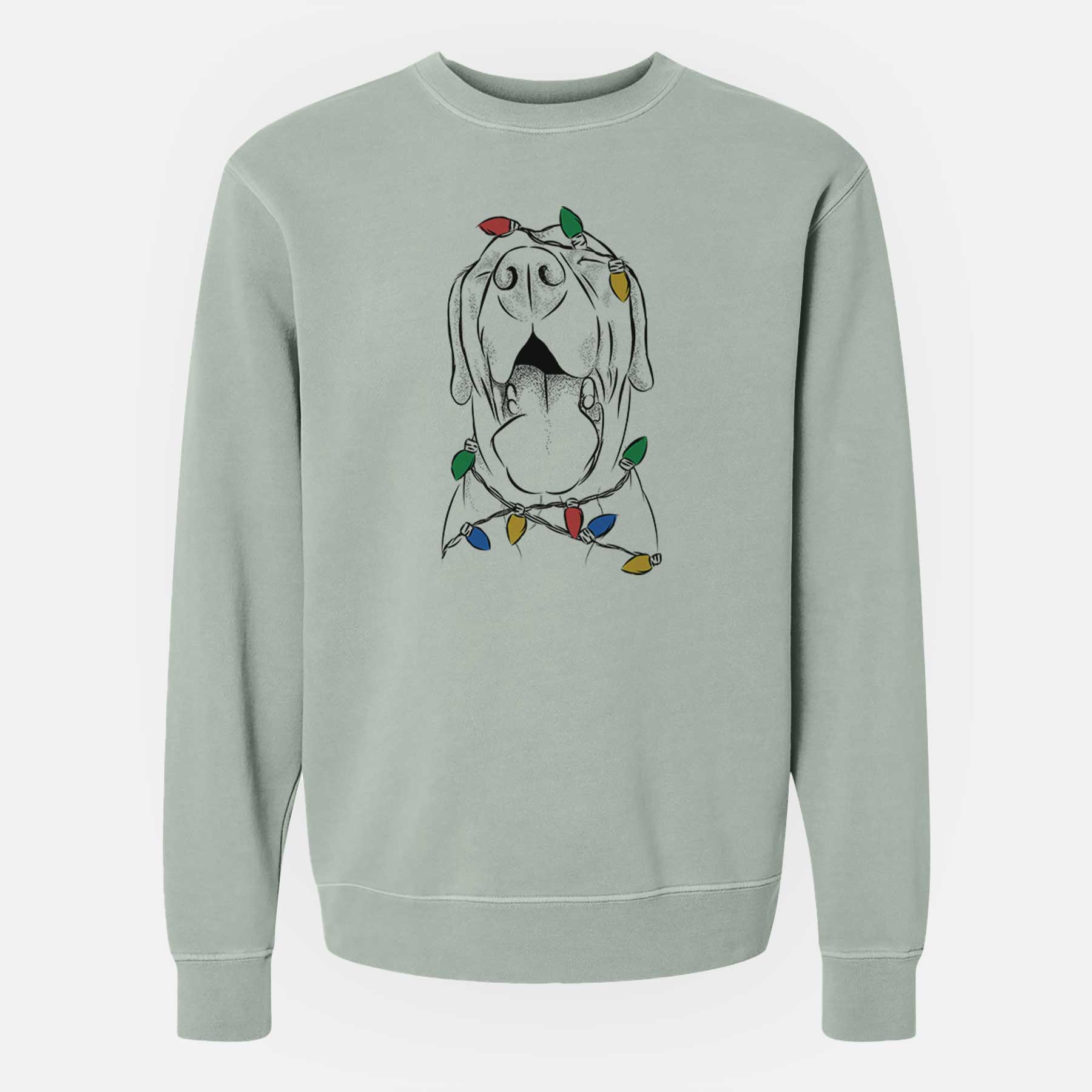 Christmas Lights Silly Lilly the Labrador Retriever - Unisex Pigment Dyed Crew Sweatshirt