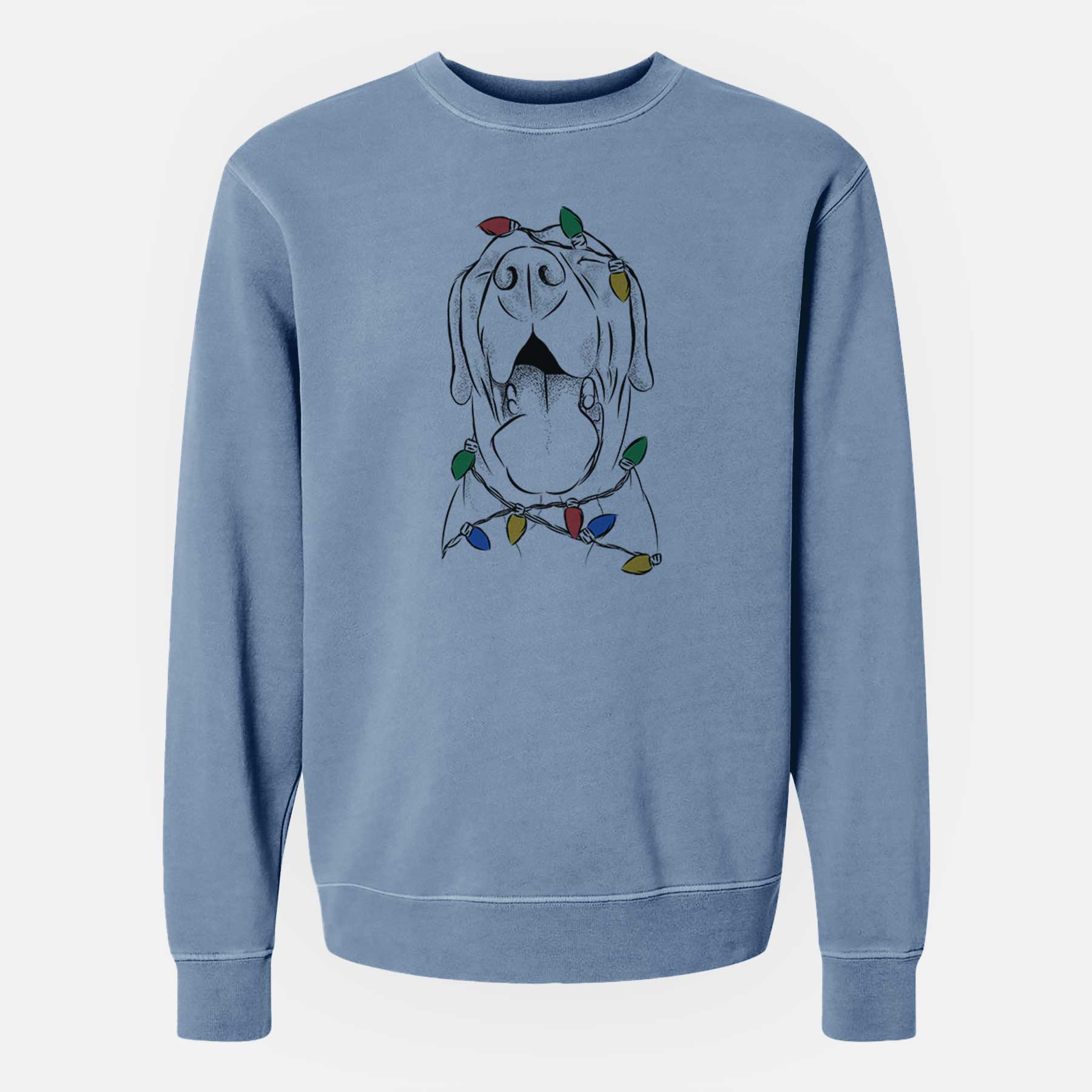 Christmas Lights Silly Lilly the Labrador Retriever - Unisex Pigment Dyed Crew Sweatshirt