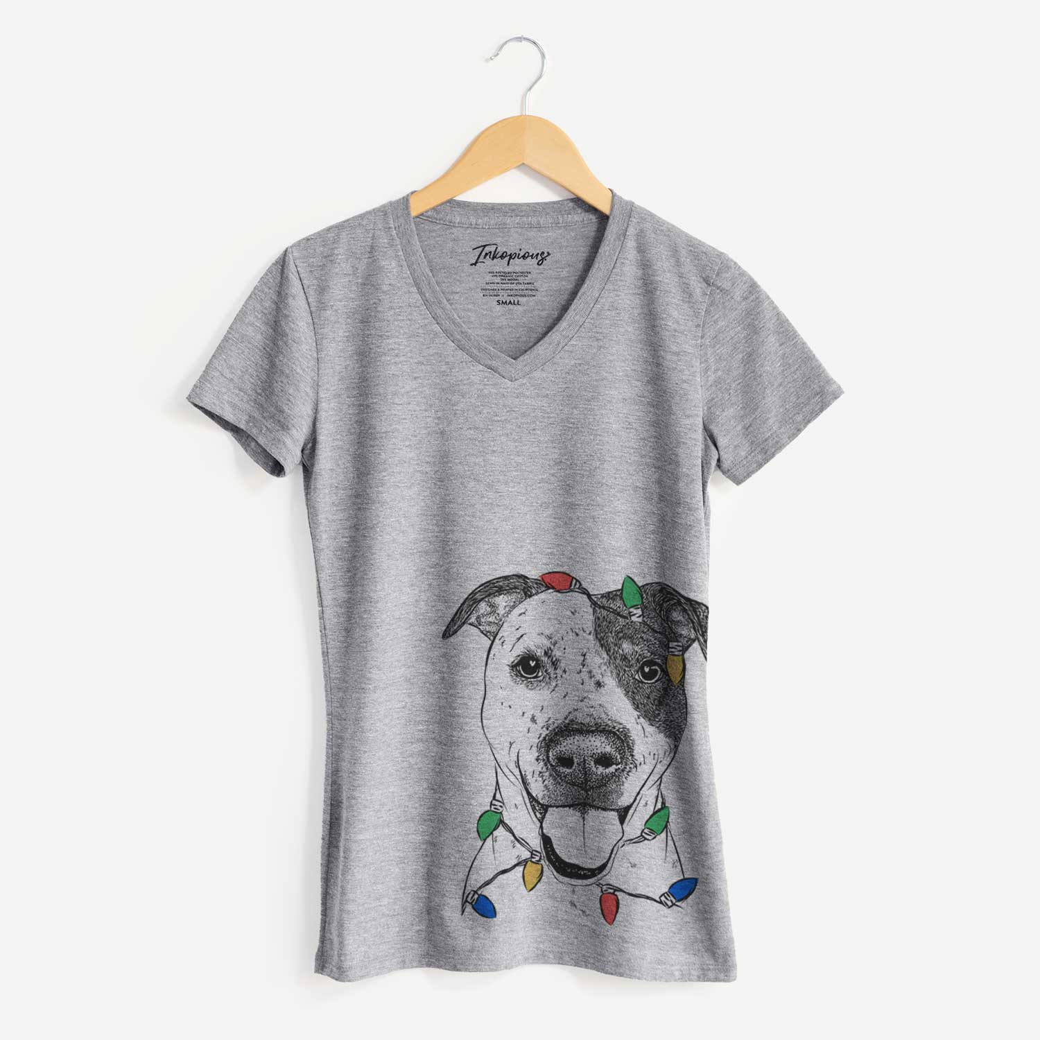 Christmas Lights Simon the Mixed Breed - Women's V-neck Shirt