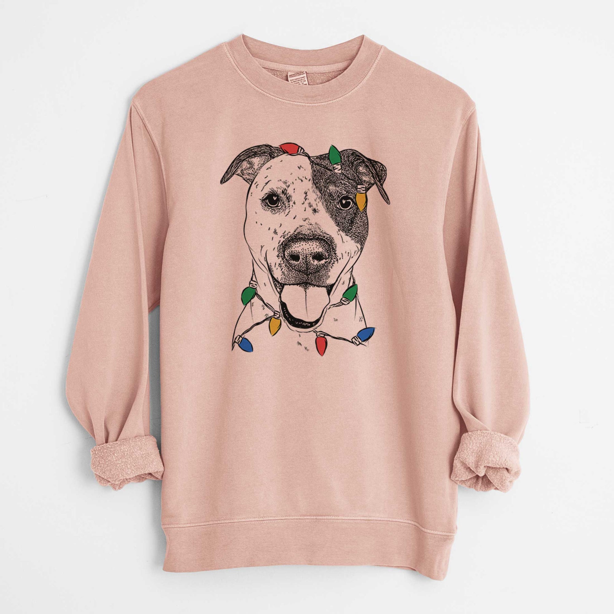 Christmas Lights Simon the Mixed Breed - Unisex Pigment Dyed Crew Sweatshirt