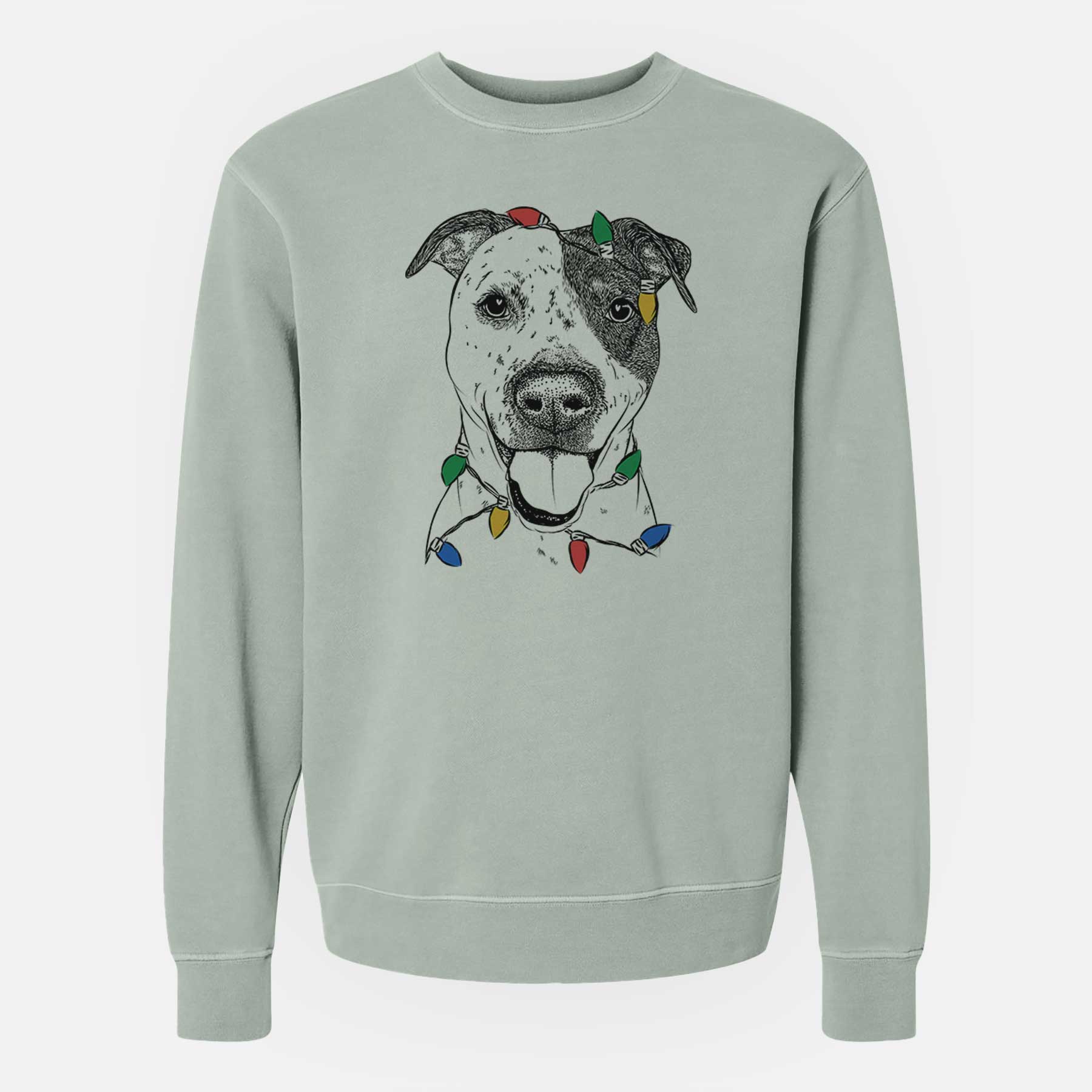 Christmas Lights Simon the Mixed Breed - Unisex Pigment Dyed Crew Sweatshirt