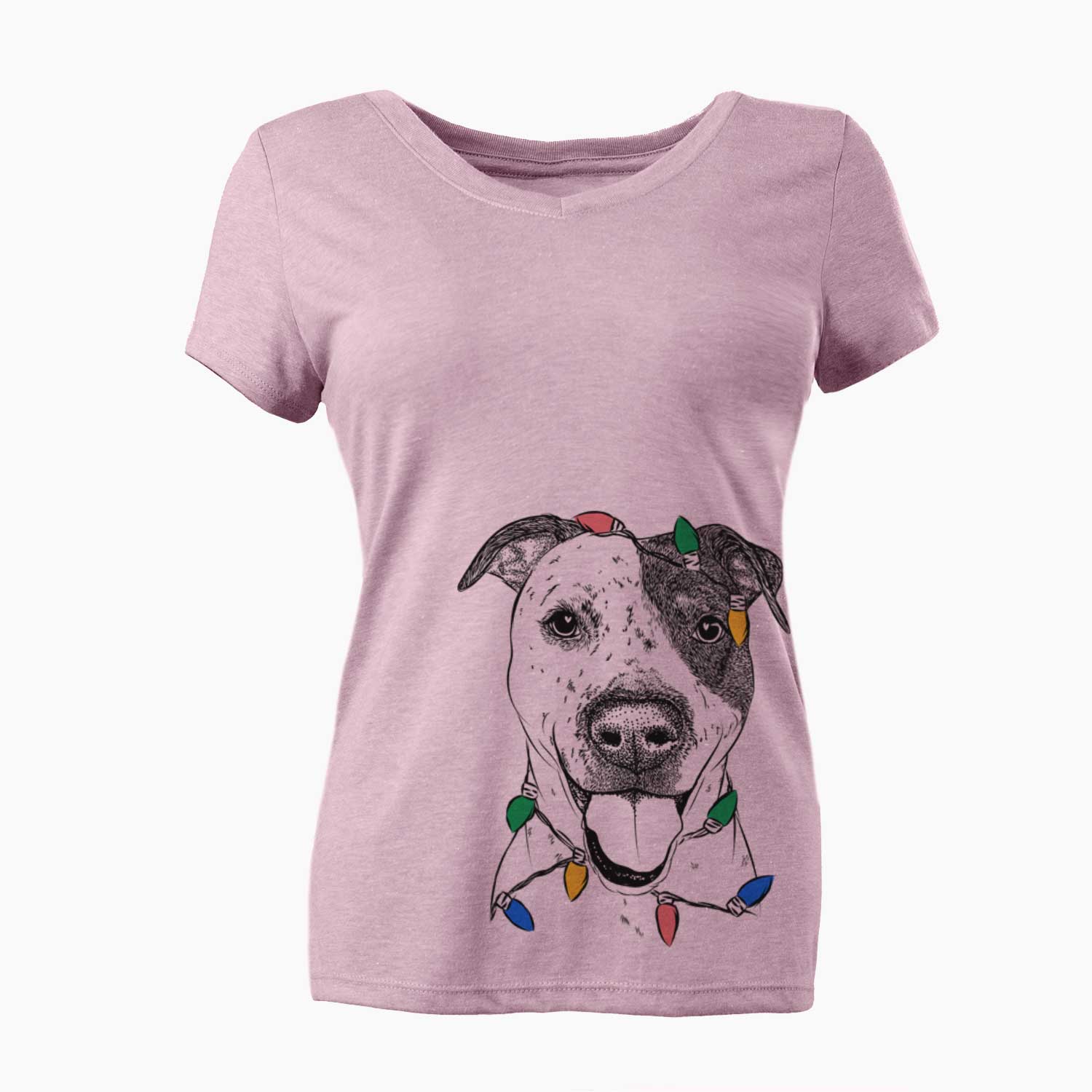 Christmas Lights Simon the Mixed Breed - Women's V-neck Shirt