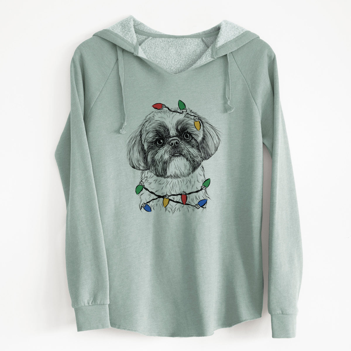 Christmas Lights Simon the Shih Tzu - Cali Wave Hooded Sweatshirt