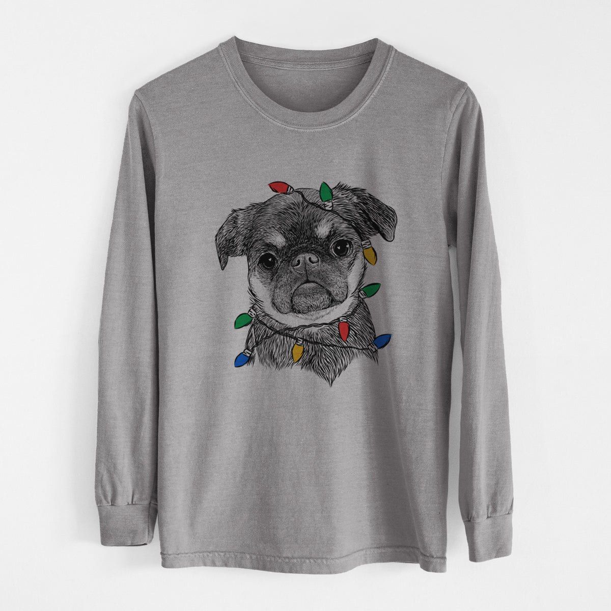 Christmas Lights Simone the Brussels Griffon - Heavyweight 100% Cotton Long Sleeve