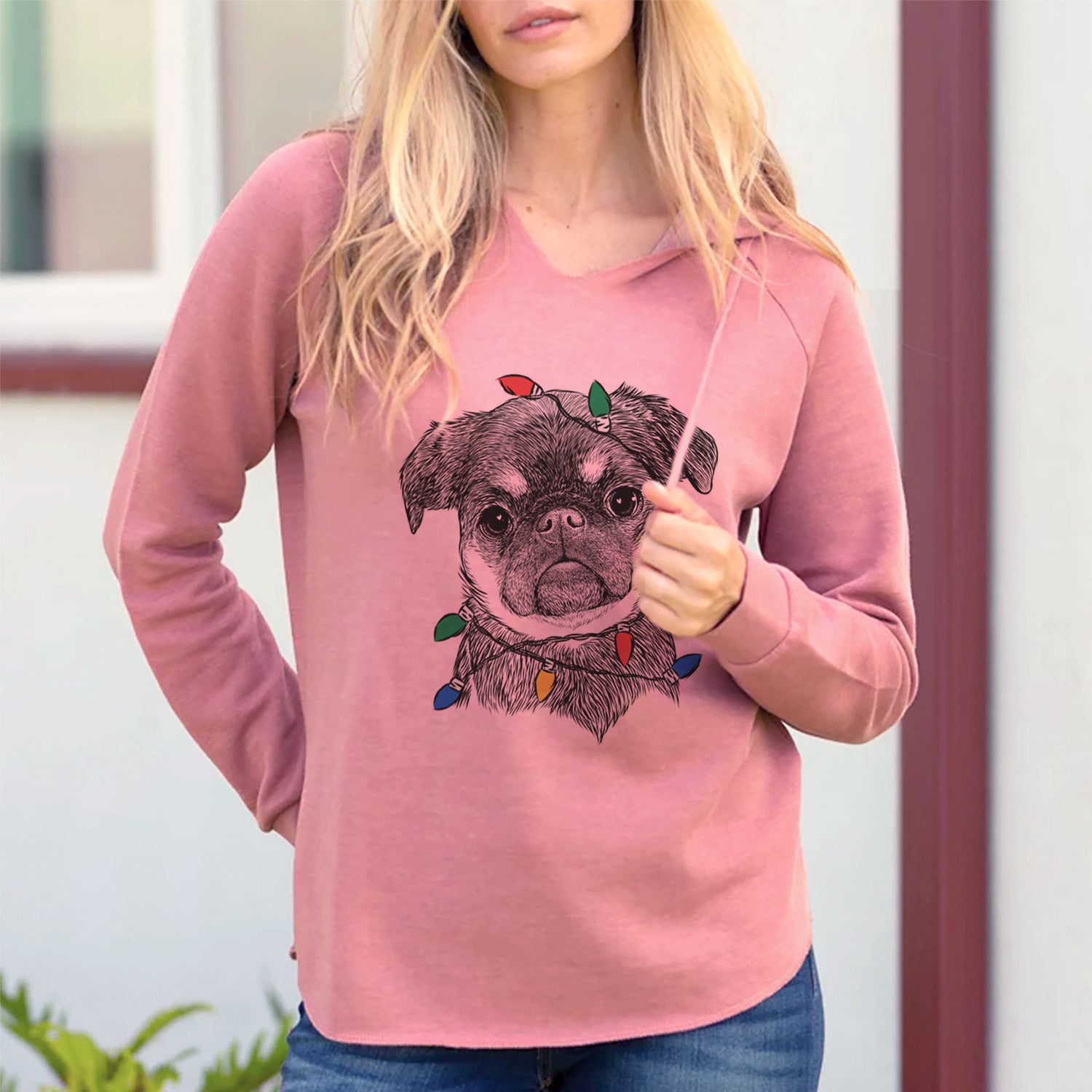 Christmas Lights Simone the Brussels Griffon - Cali Wave Hooded Sweatshirt