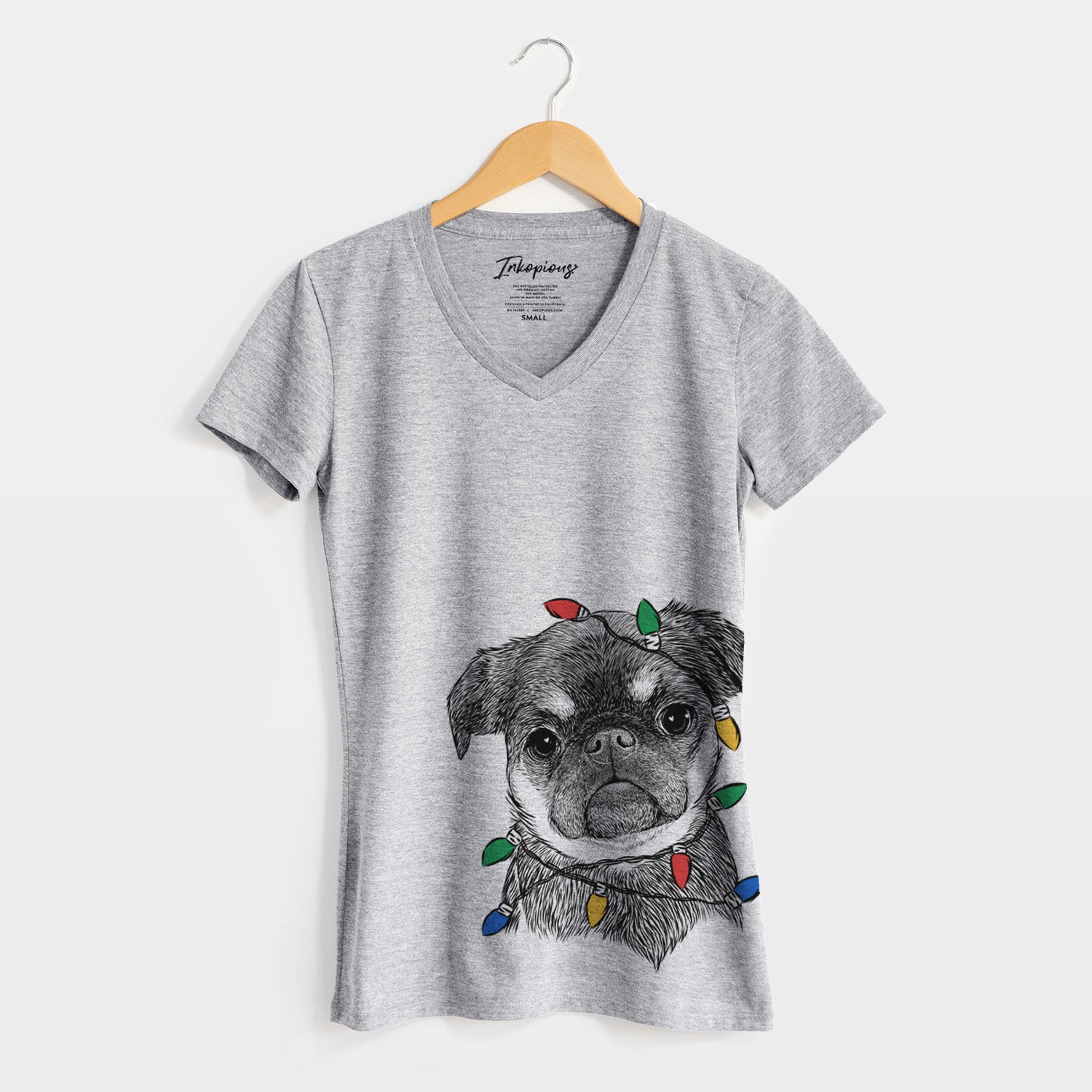 Christmas Lights Simone the Brussels Griffon - Women's Perfect V-neck Shirt