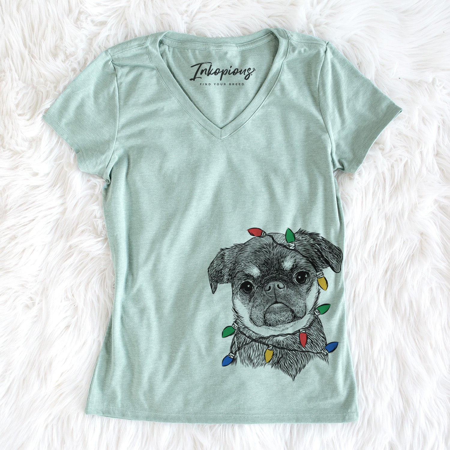 Christmas Lights Simone the Brussels Griffon - Women's Perfect V-neck Shirt