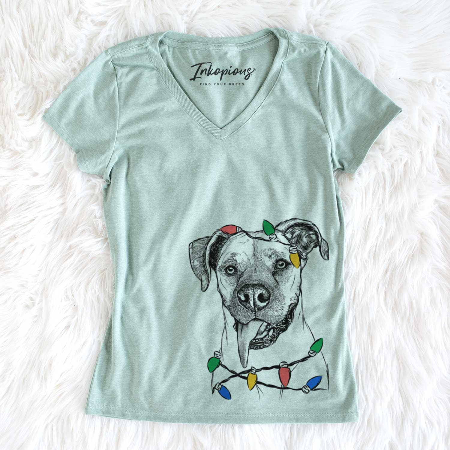 Christmas Lights Sir Jake the Boxer - Women's V-neck Shirt