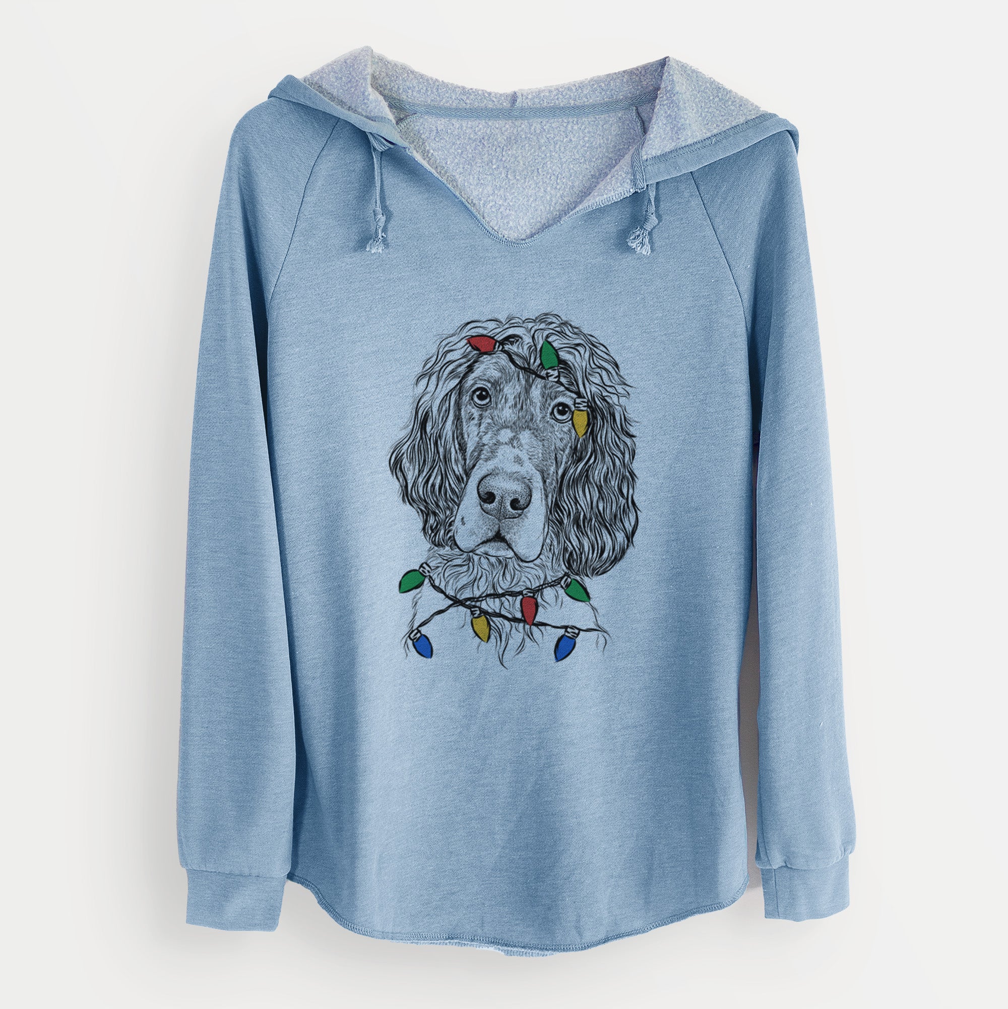Christmas Lights Sir Rexford the Blue Belton English Setter - Cali Wave Hooded Sweatshirt