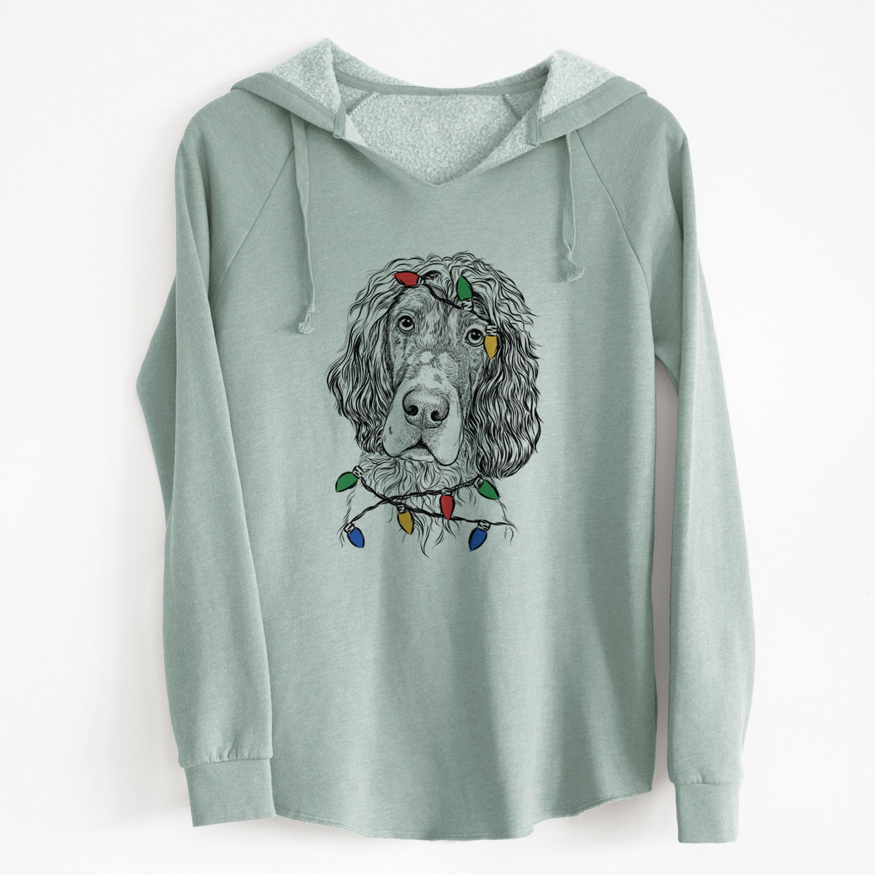 Christmas Lights Sir Rexford the Blue Belton English Setter - Cali Wave Hooded Sweatshirt