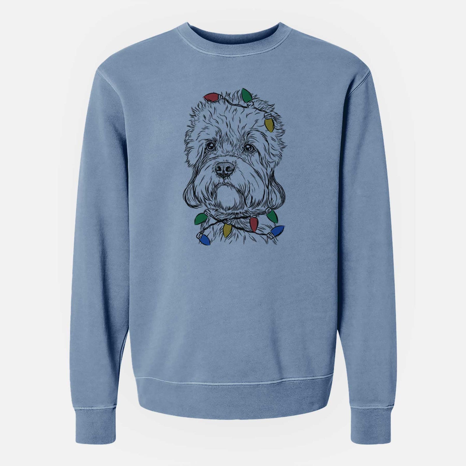 Christmas Lights Sir Walter the Dandie Dinmont Terrier - Unisex Pigment Dyed Crew Sweatshirt
