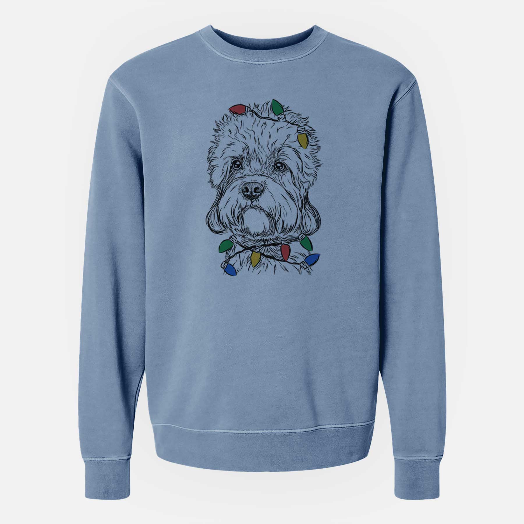 Christmas Lights Sir Walter the Dandie Dinmont Terrier - Unisex Pigment Dyed Crew Sweatshirt