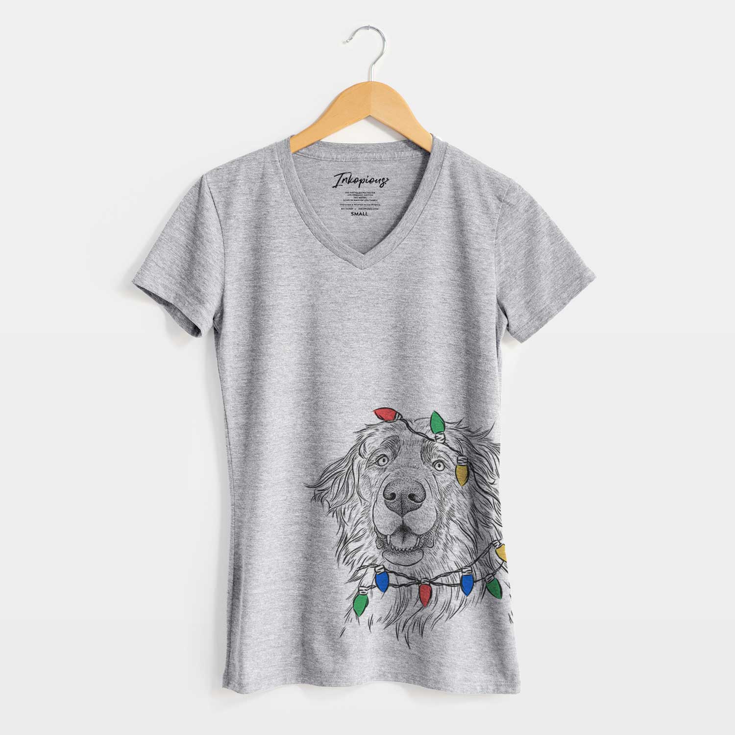 Christmas Lights Siri the Leonberger - Women's V-neck Shirt