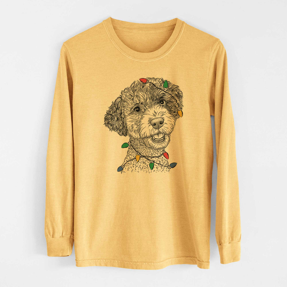 Christmas Lights Skipper the Twoodle - Heavyweight 100% Cotton Long Sleeve