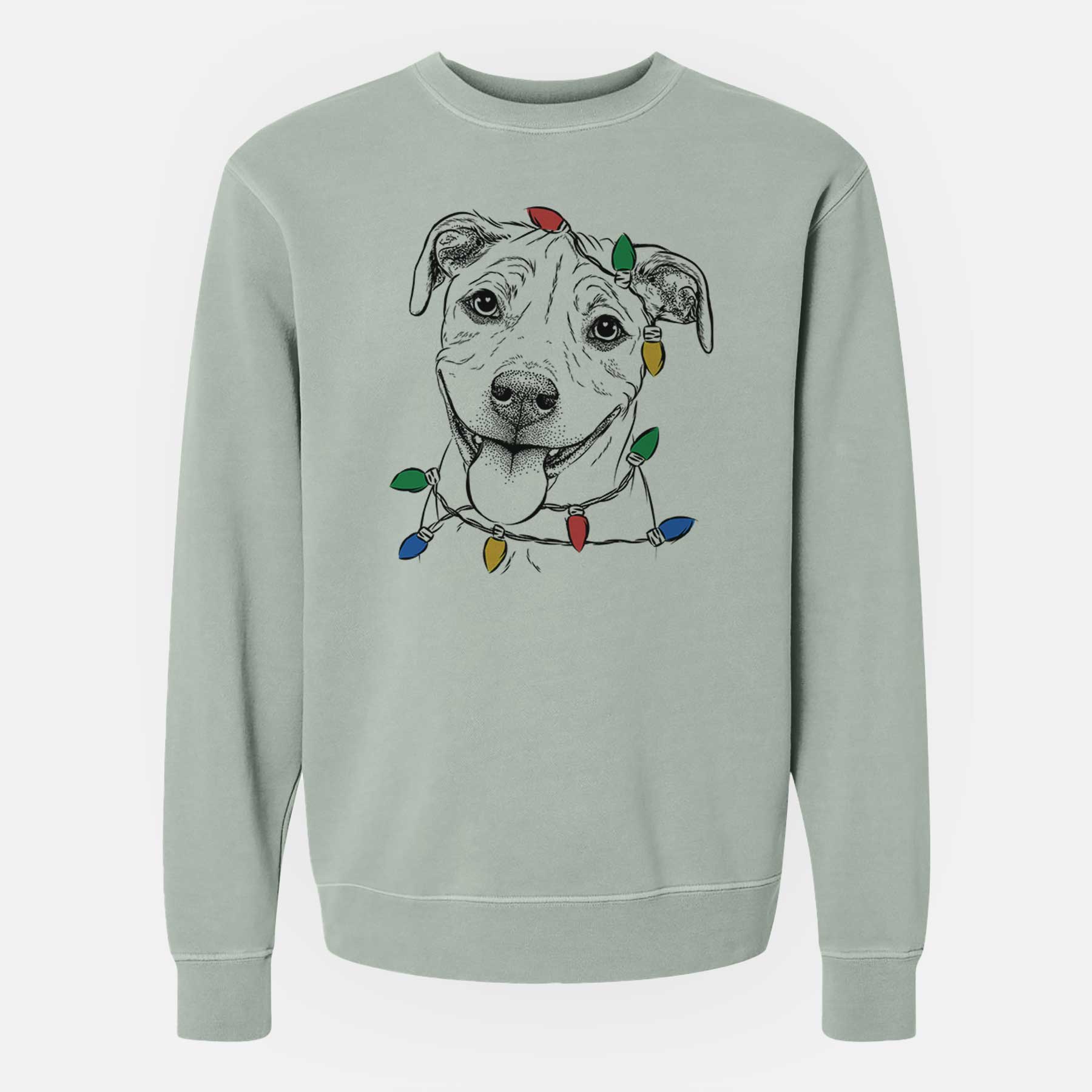 Christmas Lights Skye the Pitweiler - Unisex Pigment Dyed Crew Sweatshirt