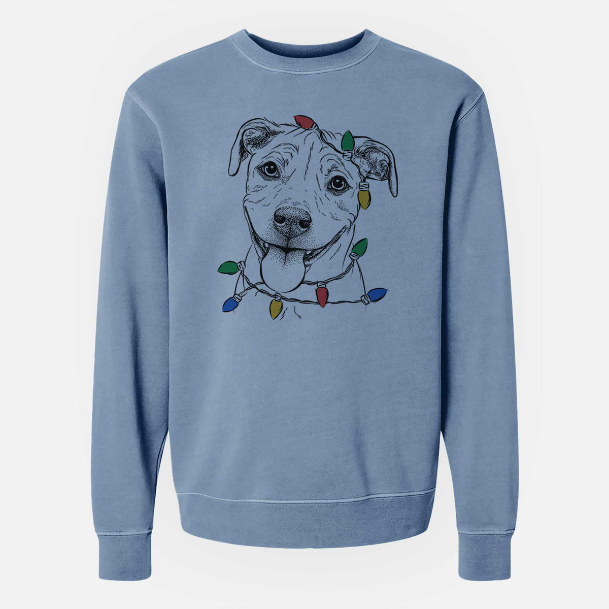 Christmas Lights Skye the Pitweiler - Unisex Pigment Dyed Crew Sweatshirt