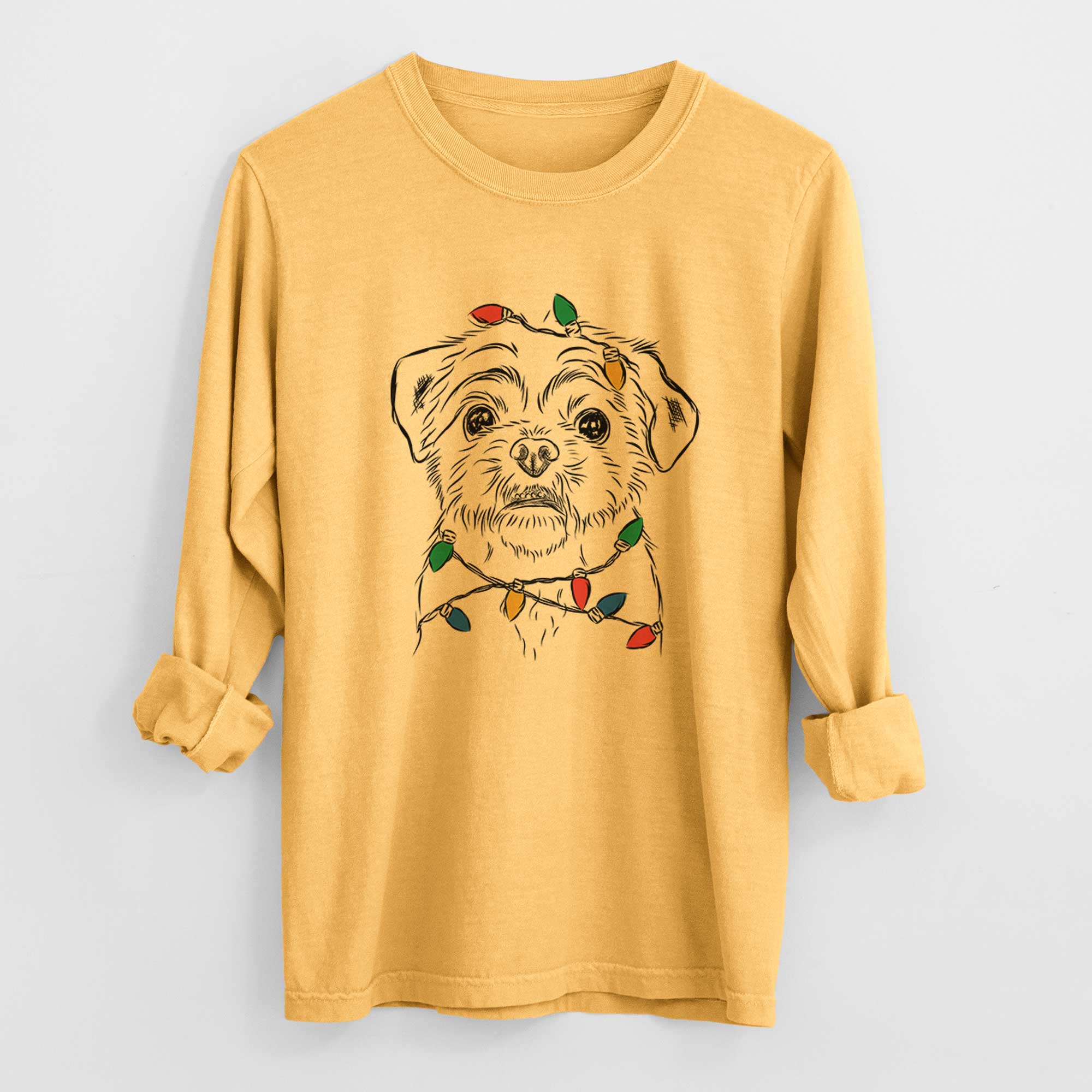 Christmas Lights Smash the Shih Tzu - Heavyweight 100% Cotton Long Sleeve