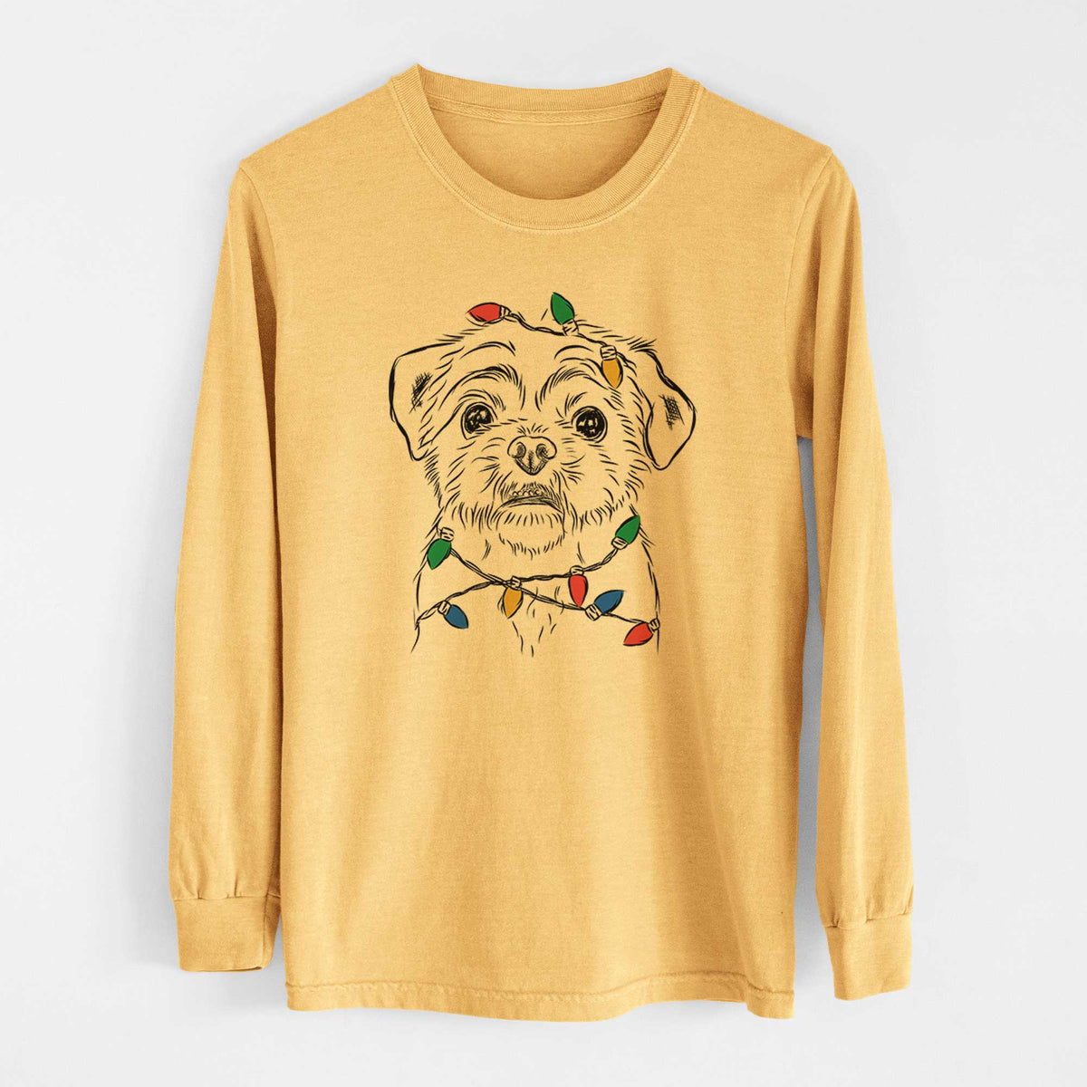 Christmas Lights Smash the Shih Tzu - Heavyweight 100% Cotton Long Sleeve