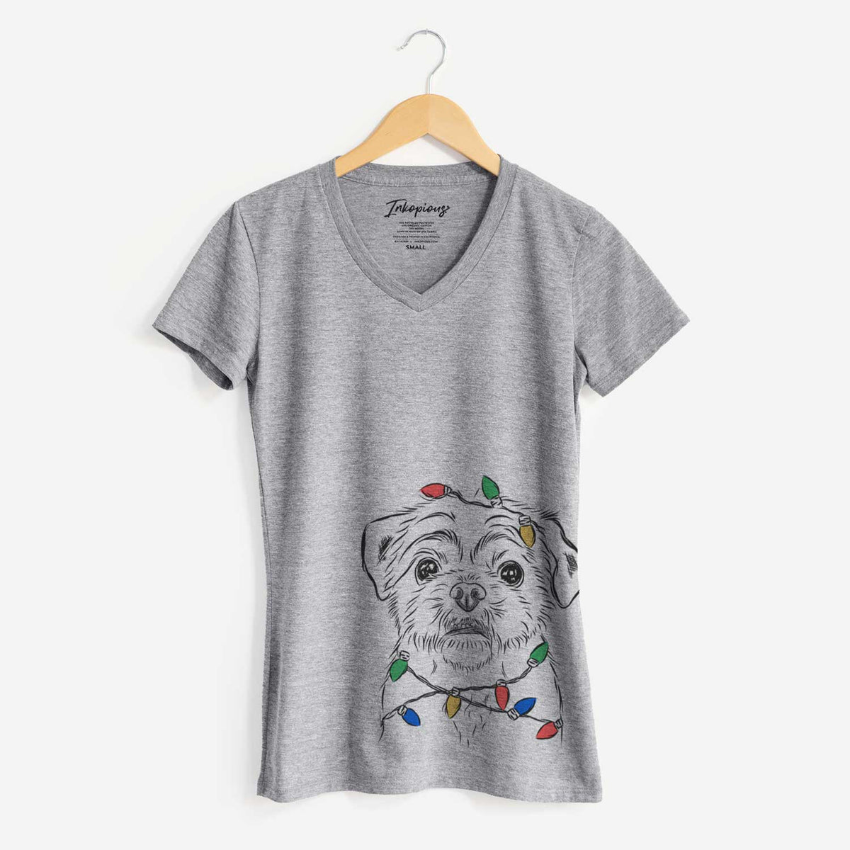 Christmas Lights Smash the Shih Tzu - Women's V-neck Shirt