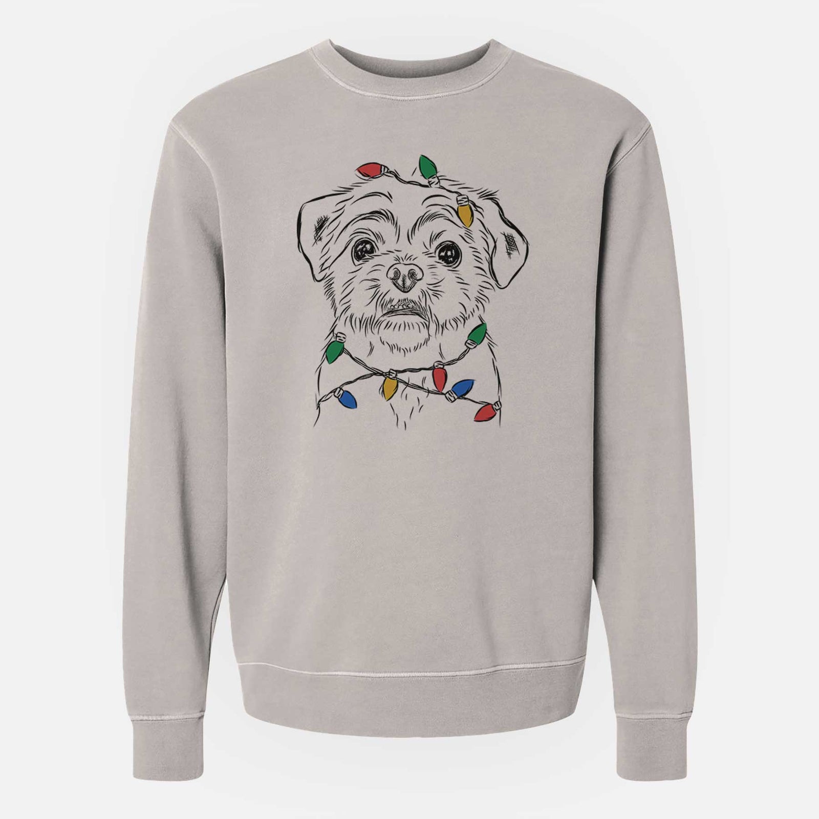 Christmas Lights Smash the Shih Tzu - Unisex Pigment Dyed Crew Sweatshirt