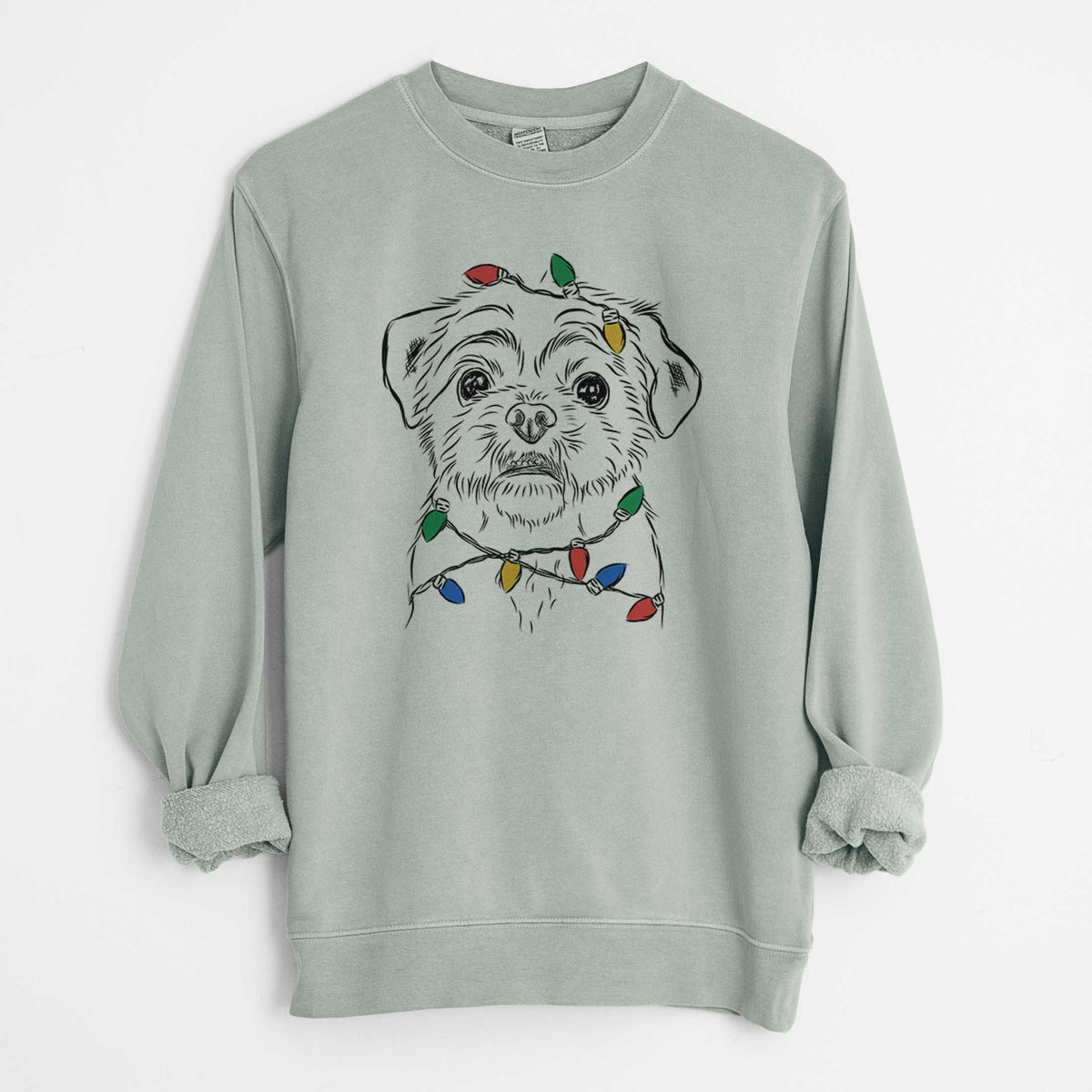Christmas Lights Smash the Shih Tzu - Unisex Pigment Dyed Crew Sweatshirt