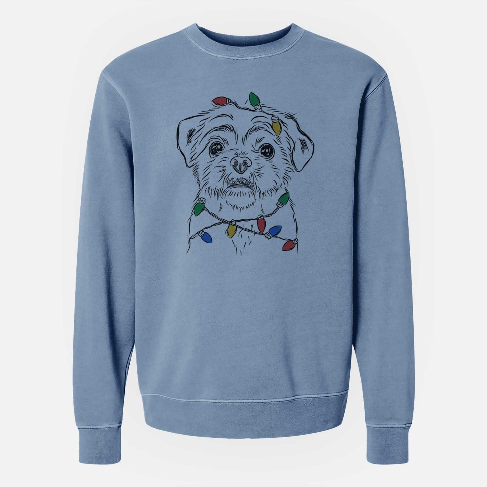 Christmas Lights Smash the Shih Tzu - Unisex Pigment Dyed Crew Sweatshirt