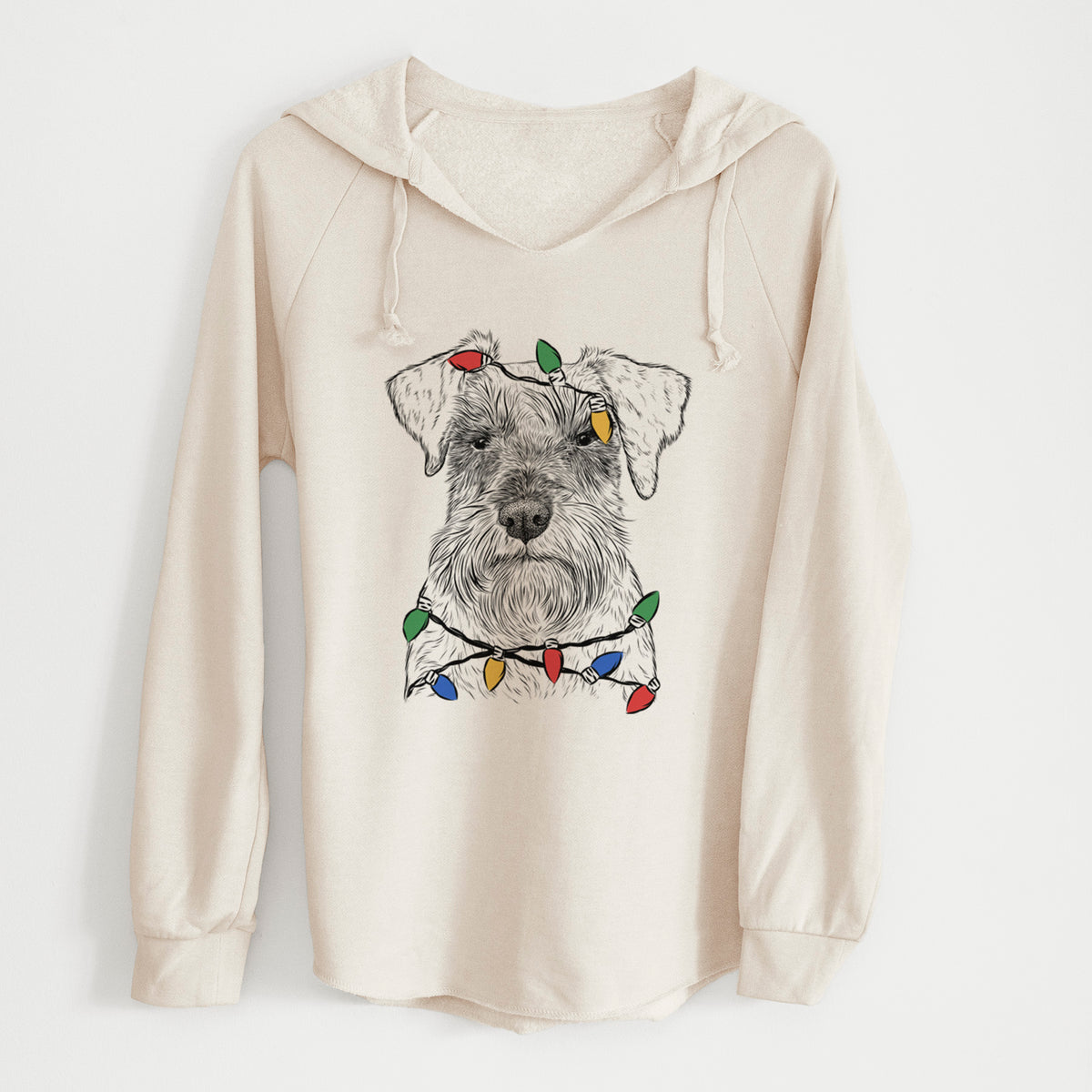Christmas Lights Smokey the Miniature Schnauzer - Cali Wave Hooded Sweatshirt